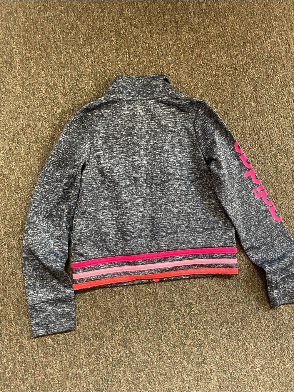 adidas Girls' Pink & Purple Active Tops with Heather Gray Zip Jacket - Picture 12 of 16